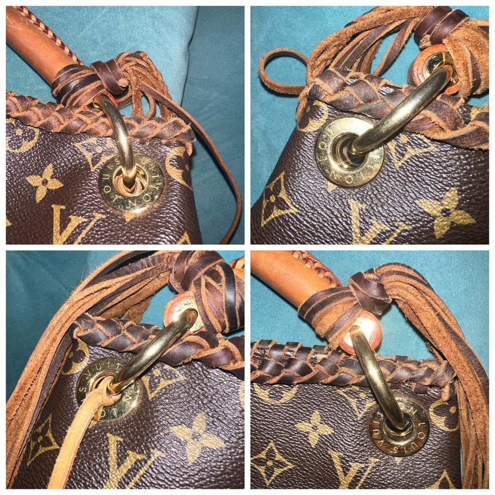 Louis Vuitton Artsy MM Monogram Hobo Tote Customized Leather Fringe Tassle - Picture 9 of 10